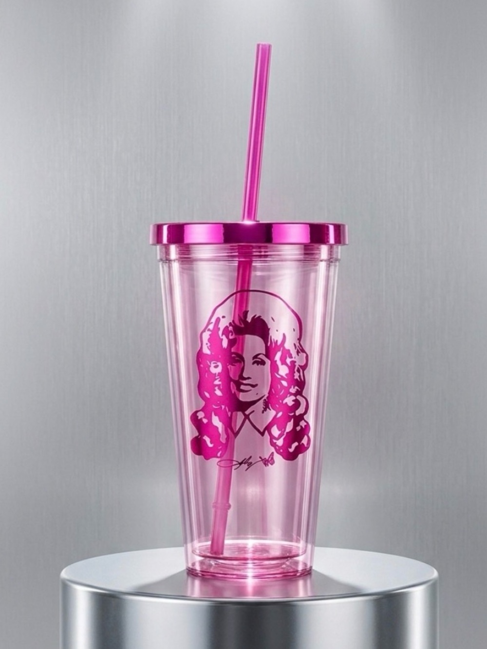 Last One! 🌸 New Dolly Parton Retired Pink Birthday Tumbler with Lid & Straw